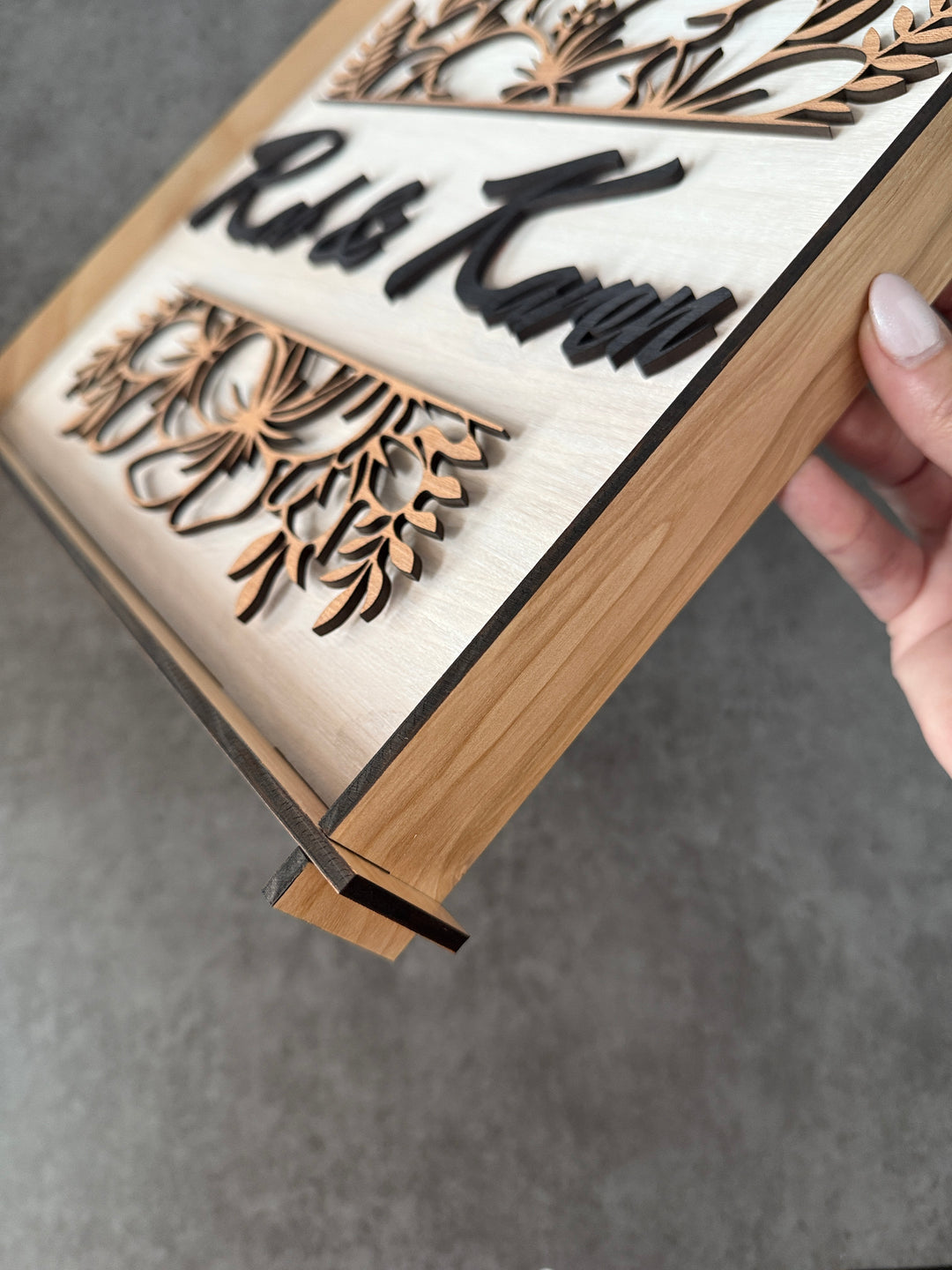 Tropical Flower Square Hatch Custom Name Sign