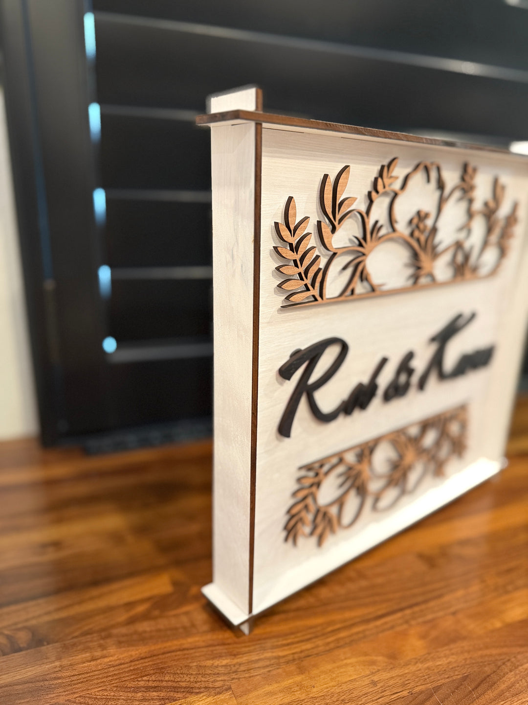 Tropical Flower Square Hatch Custom Name Sign