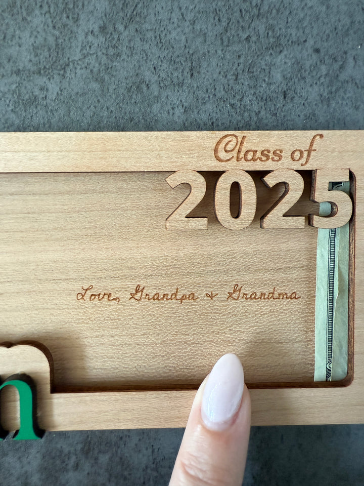 Graduation Gift Money Holder with Custom Name and Engraving