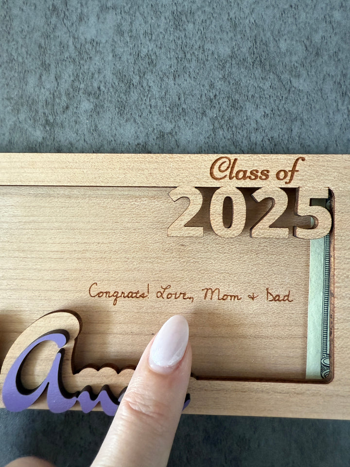 Graduation Gift Money Holder with Custom Name and Engraving