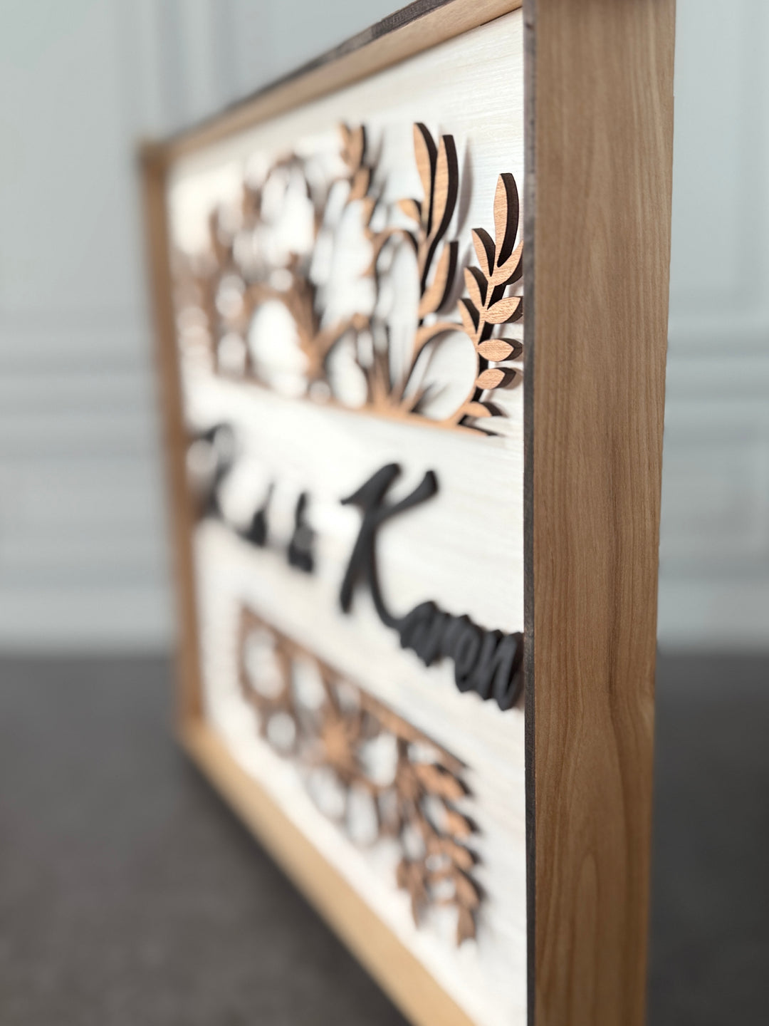 Tropical Flower Square Hatch Custom Name Sign