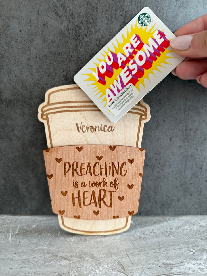 Gift Card Holder - Engraved Personalized Coffee Cup