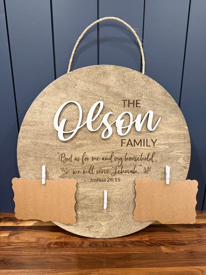 Round Custom Family Sign 18 inch - Laser Cut and Engraved