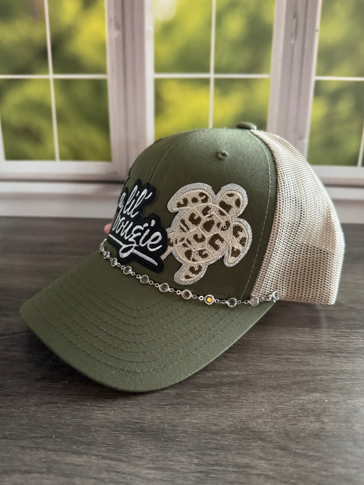 A lil Bougie- Green and Tan Hat with jewelry