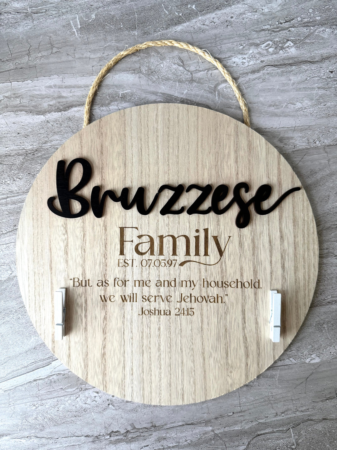 Round Custom Family Sign 11 inch - Laser Cut and Engraved