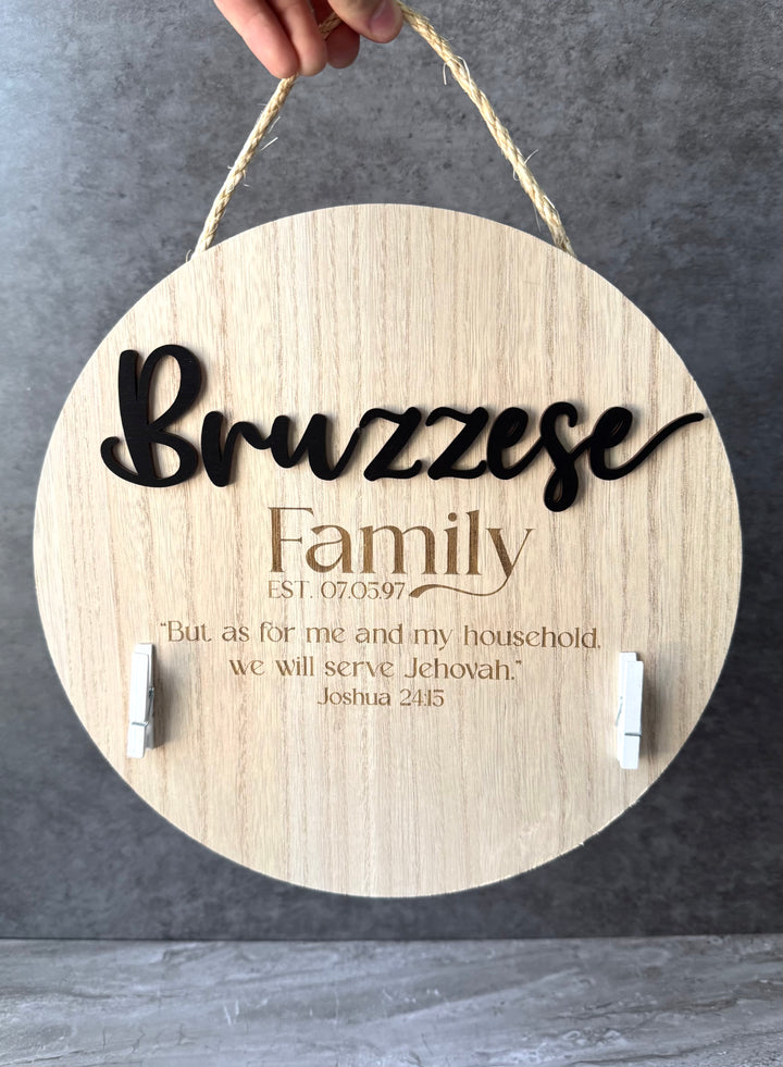 Round Custom Family Sign 11 inch - Laser Cut and Engraved