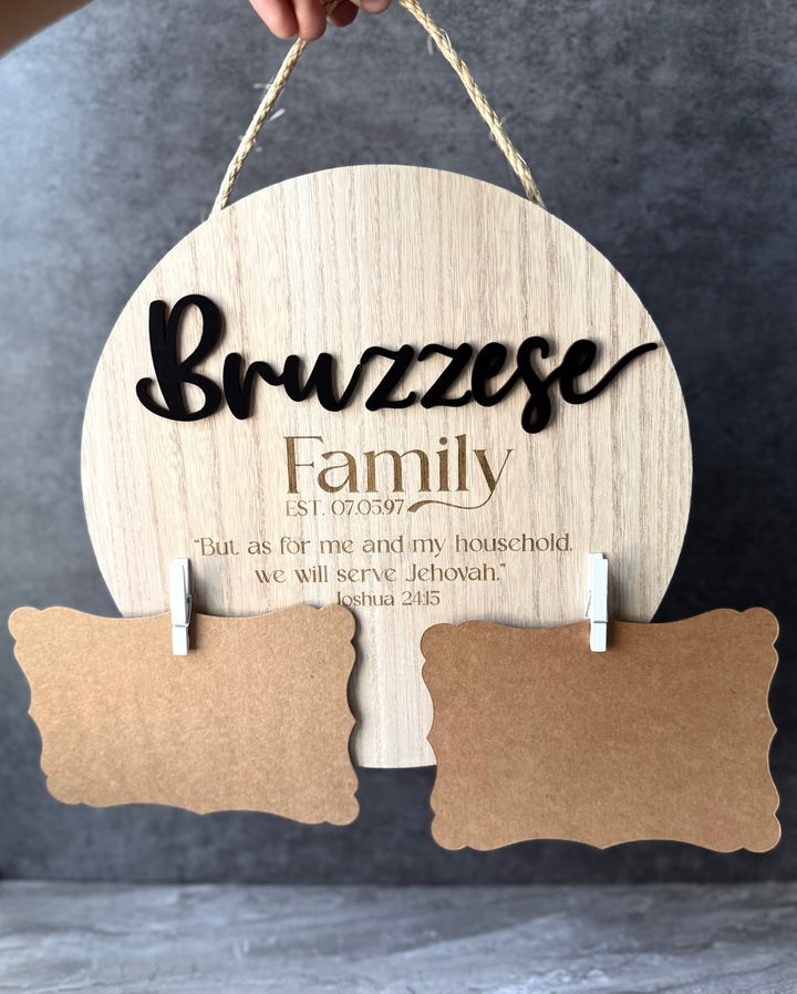 Round Custom Family Sign 11 inch - Laser Cut and Engraved