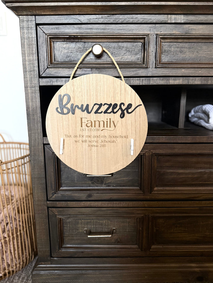 Round Custom Family Sign 11 inch - Laser Cut and Engraved
